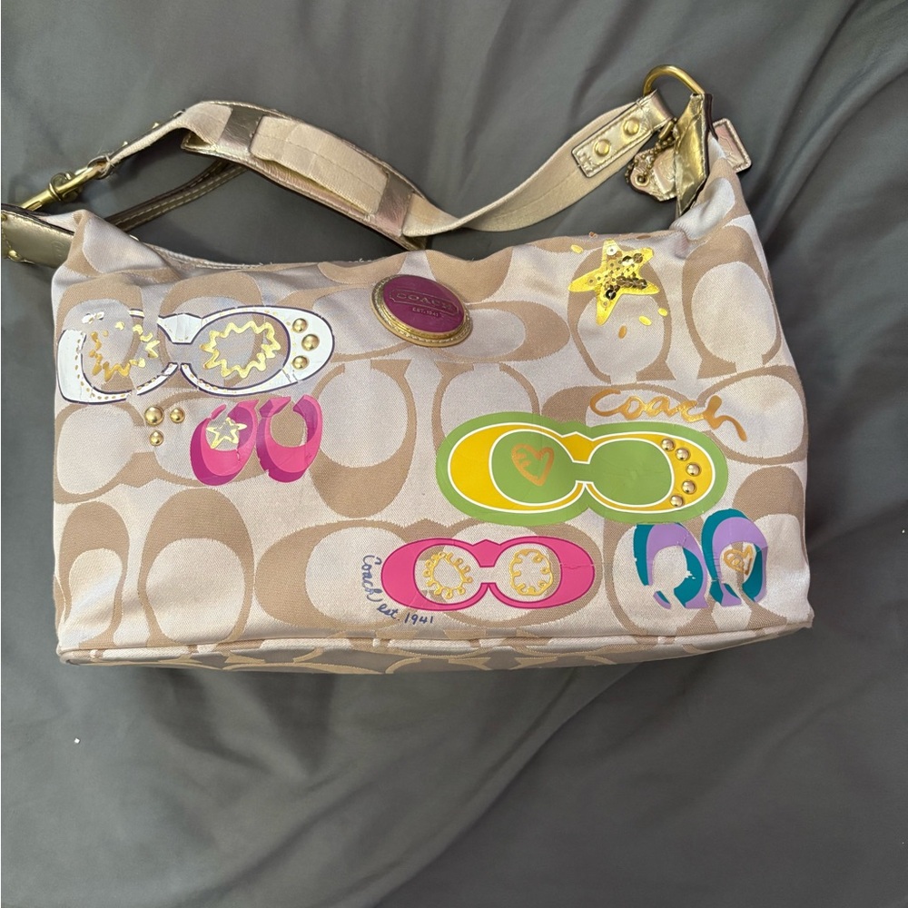 COPY - Vintage Coach Beige and Multicolor purse No E1169-F17586